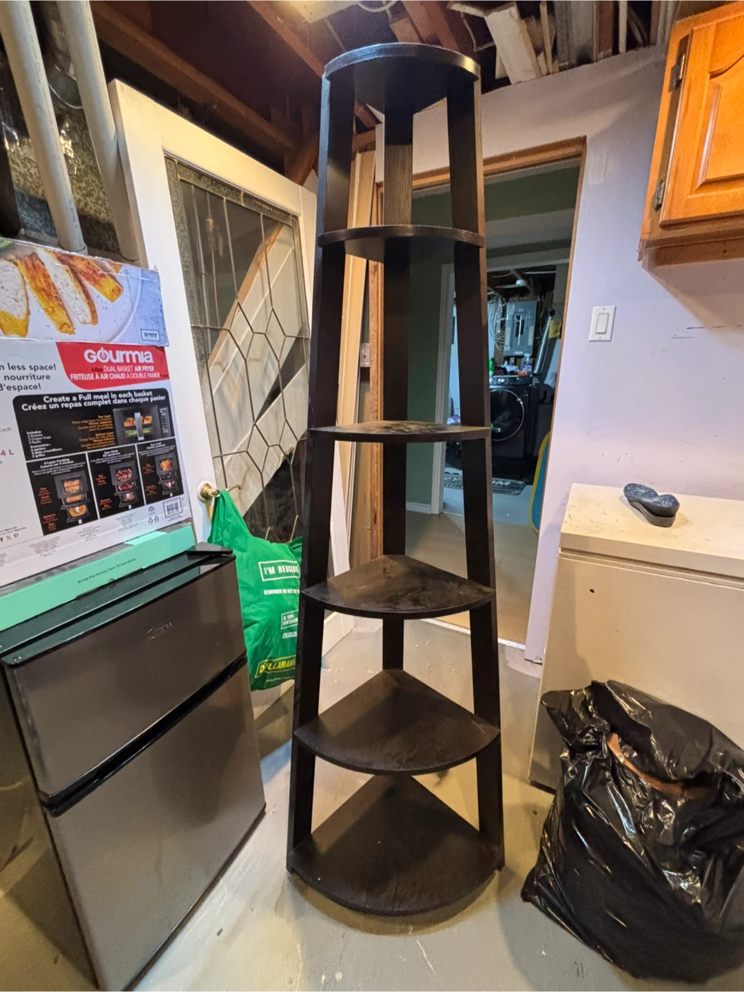 Corner cabinet and over toilet shelf