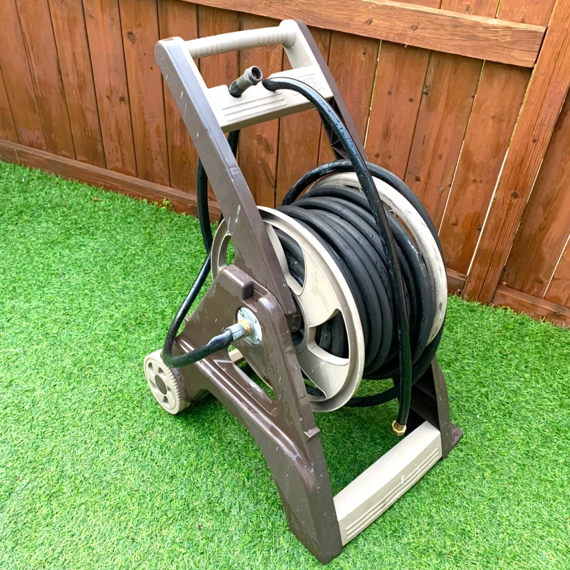Garden Hose Reel Cart with Wheels Crank Lawn Watering Storage