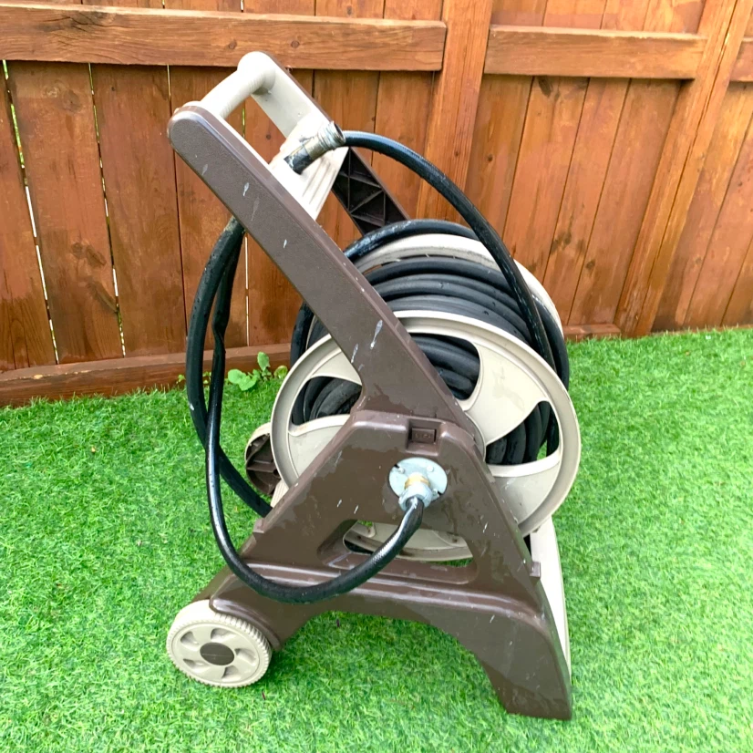 Garden Hose Reel Cart with Wheels Crank Lawn Watering Storage - photo 2