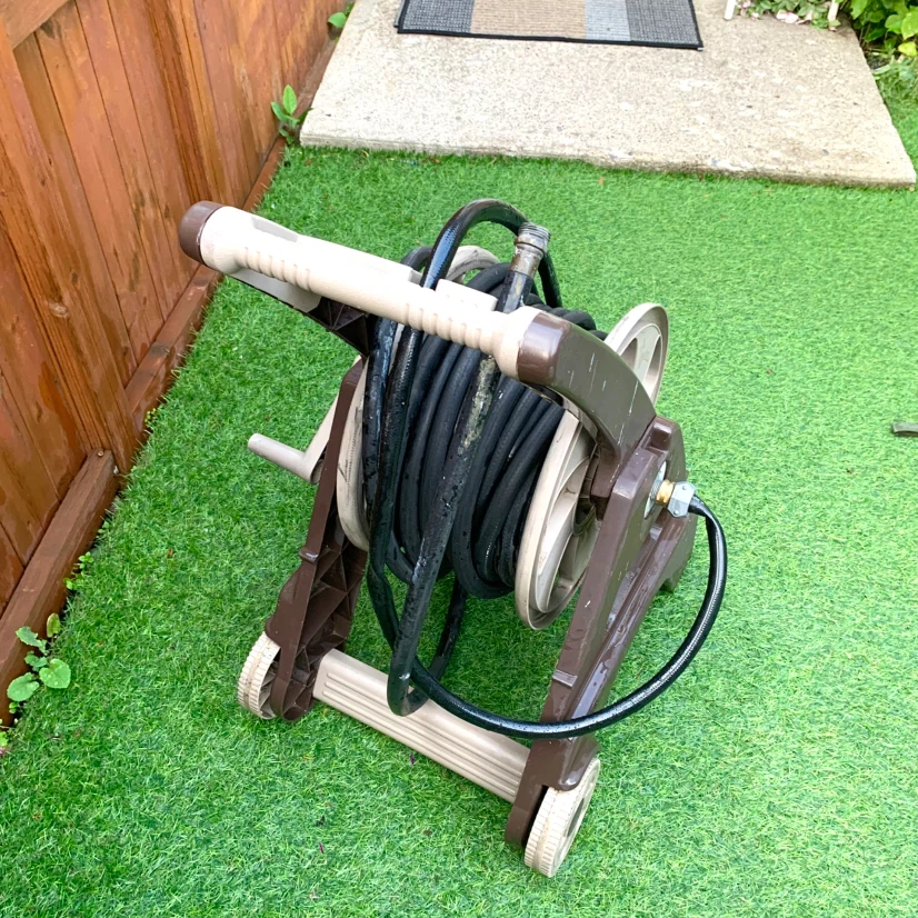 Garden Hose Reel Cart with Wheels Crank Lawn Watering Storage - photo 3