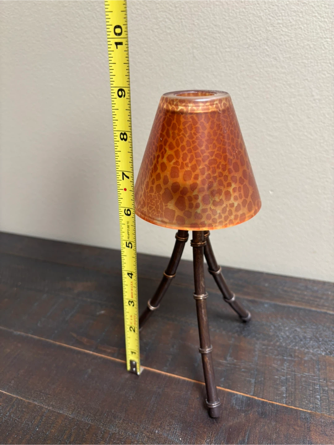 Decorative Tripod Candle Holder with Amber Glass Shade - photo 3