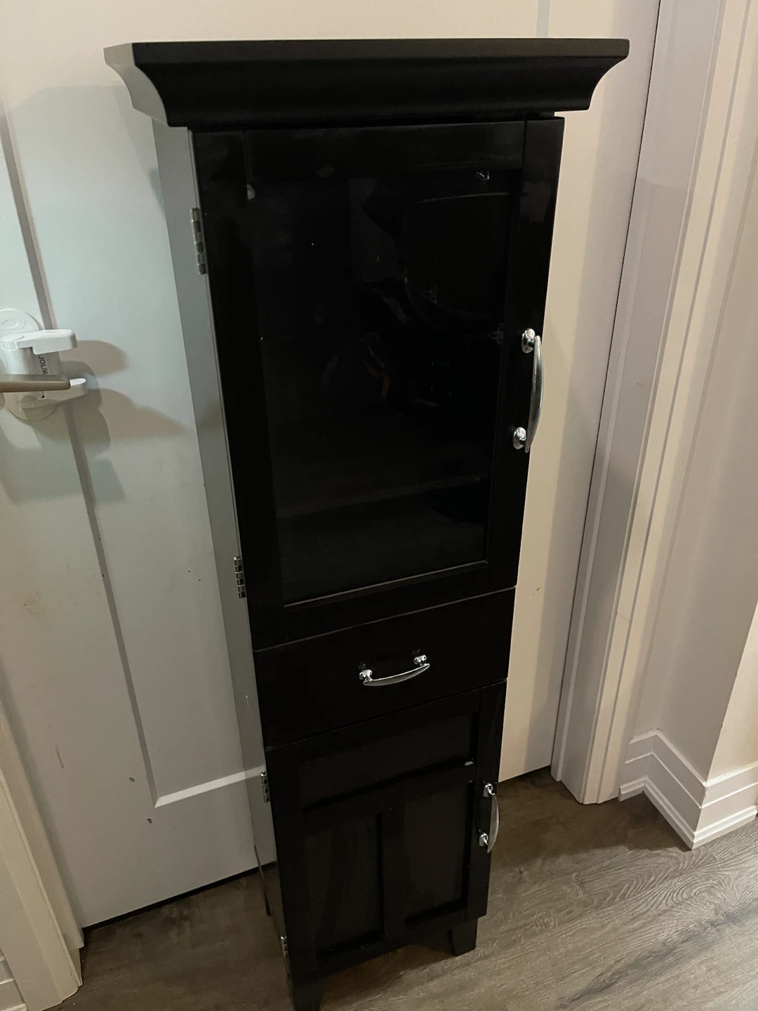 Tall Bathroom Storage Cabinet with Drawer and Doors