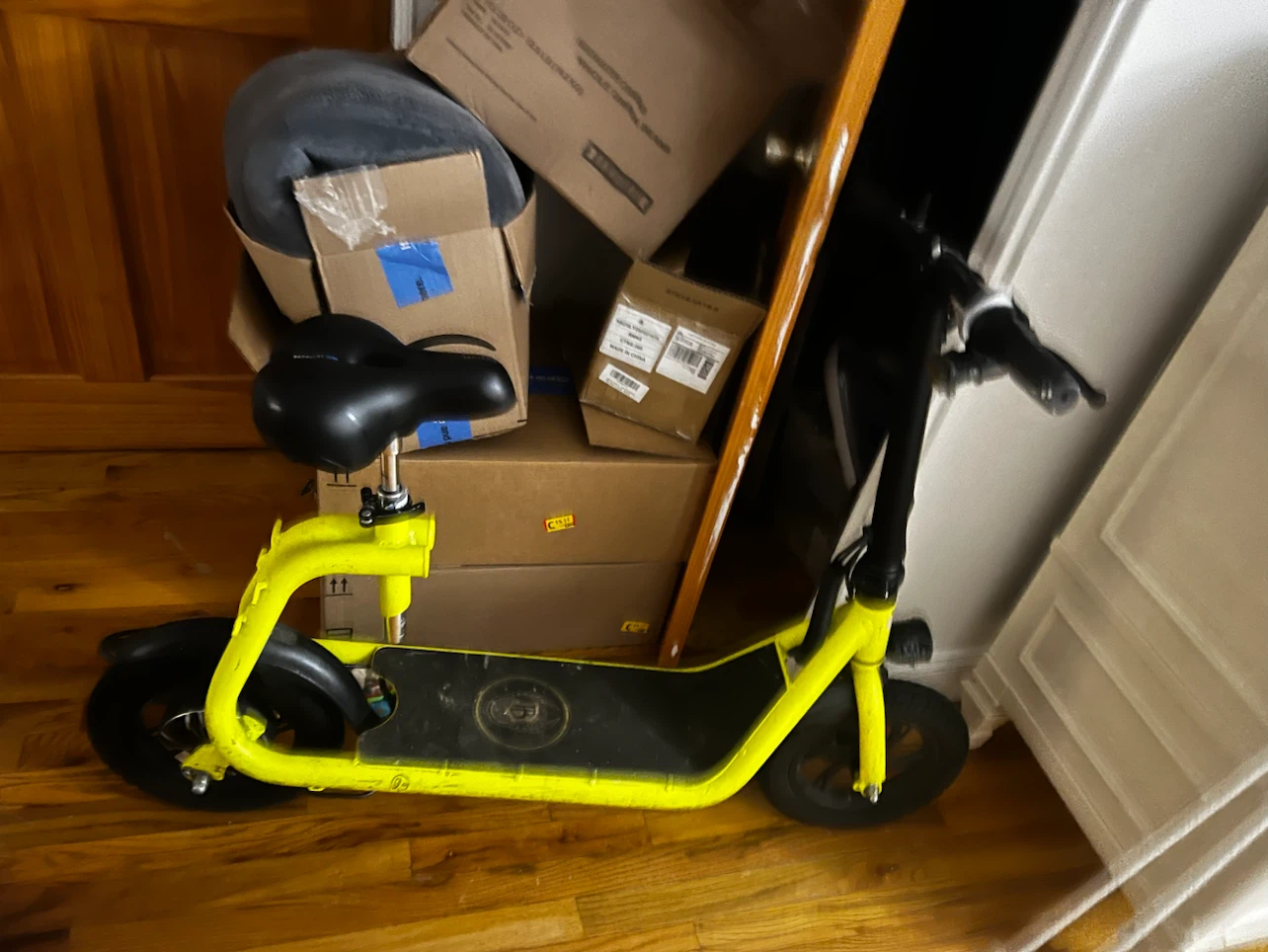 Bright Yellow Electric Scooter with Seat - photo 2