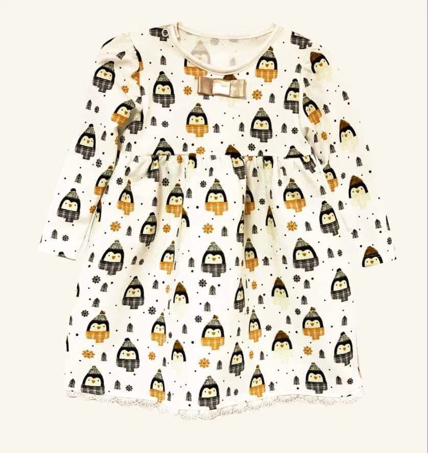 Girls’ Warm Cotton Penguin Dress – Size 92 cm (1,5-2,5Y) - photo 2