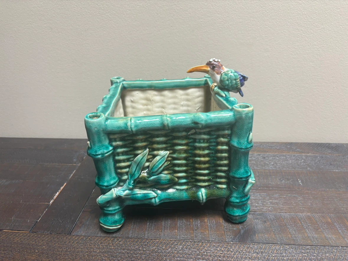 Decorative Ceramic Planter Pot with Bird Detail