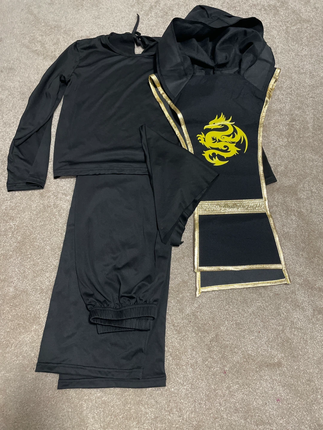 Black Ninja Costume with Dragon Design
