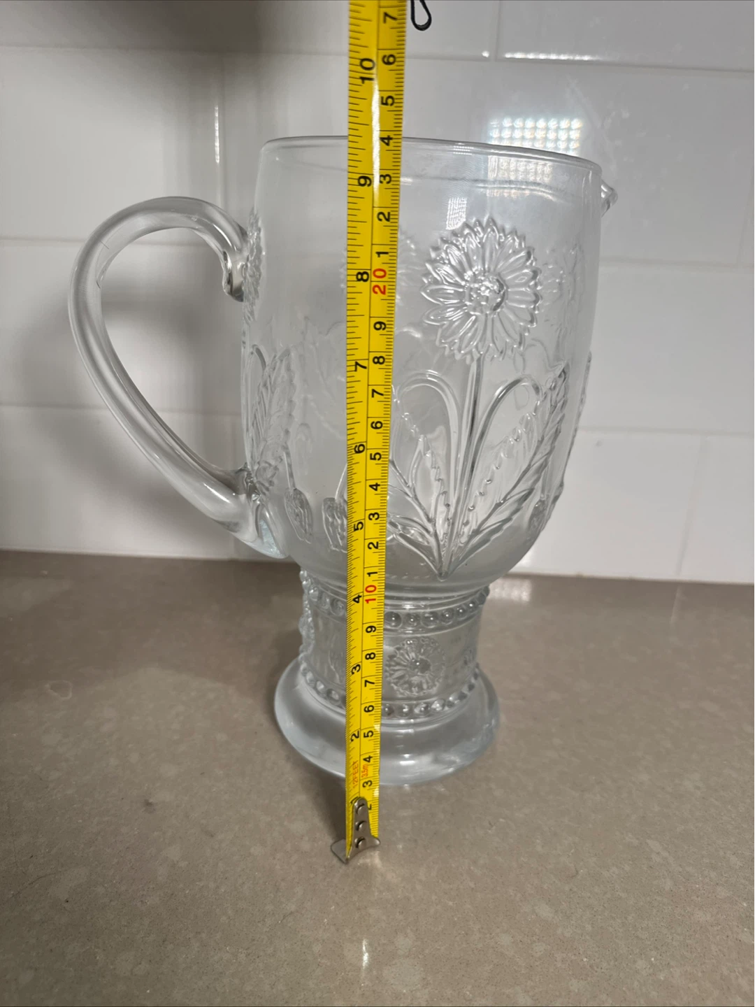 Glass Pitcher with Embossed Flowers - photo 5