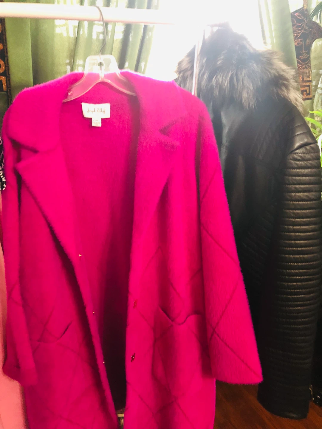 Joseph Ribkoff Pink Fuzzy Coat Size Large