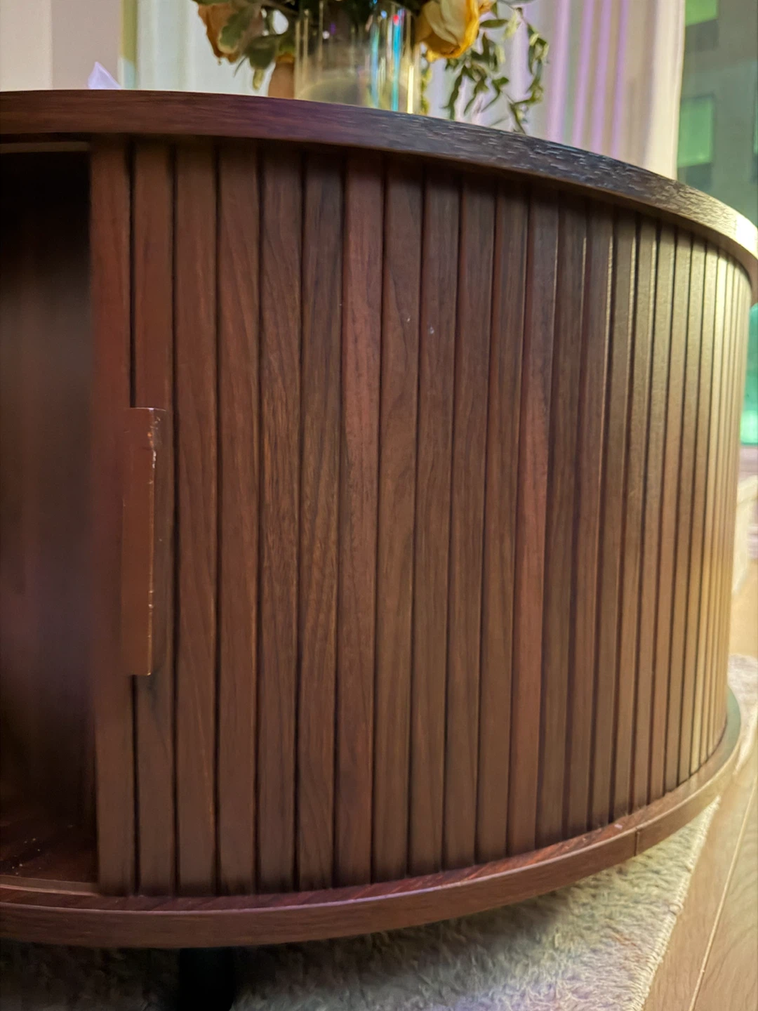 Round Wood Coffee Table with Storage - photo 3