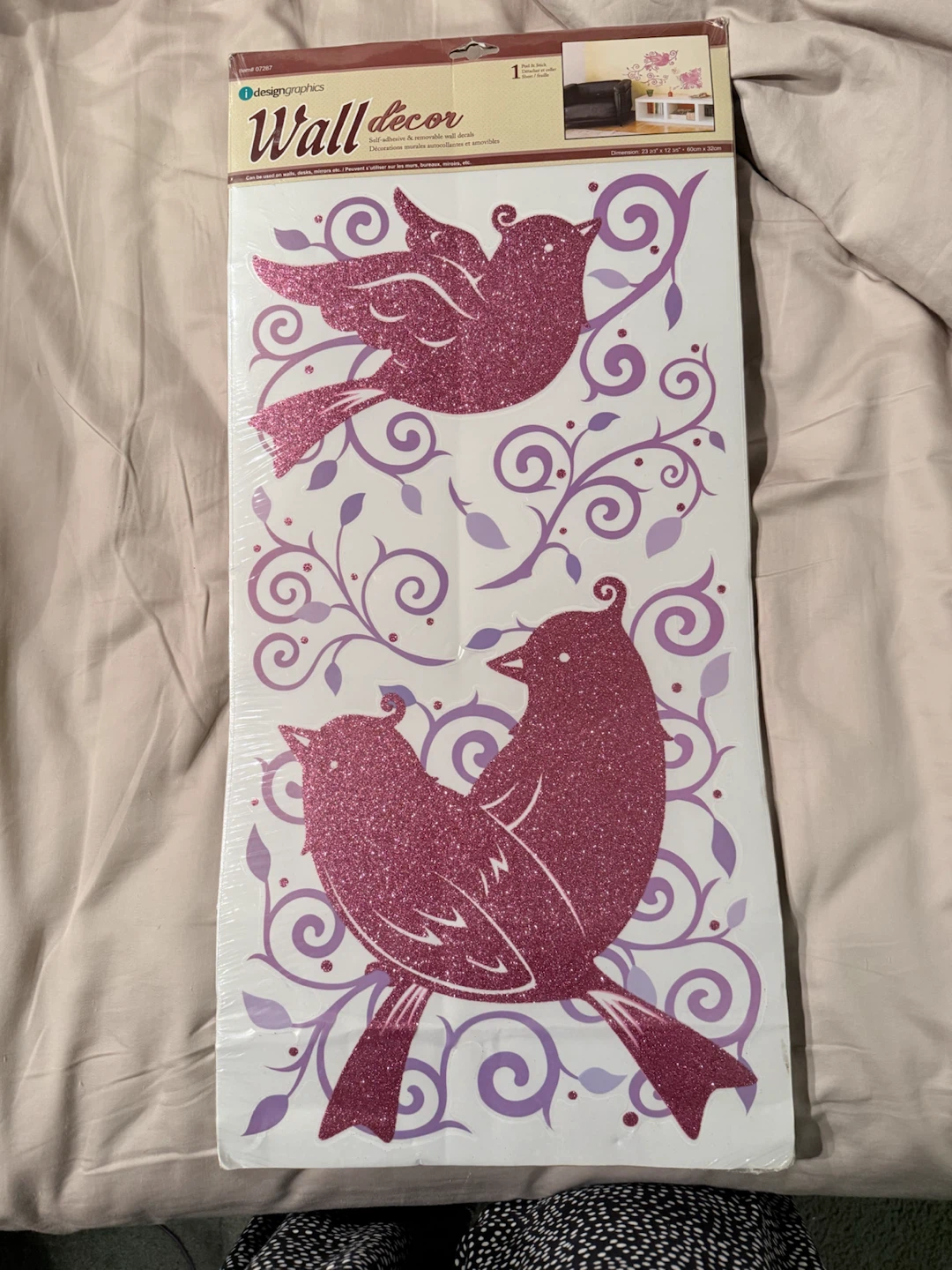 Design Wall sparkly, pink Bird Decor Decals