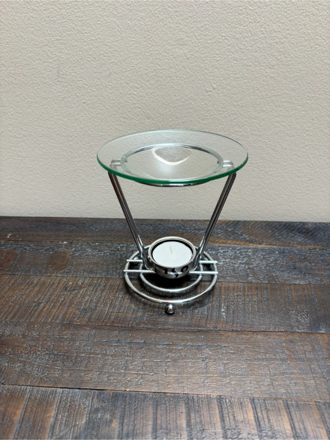 Chrome Oil Burner with Glass Dish