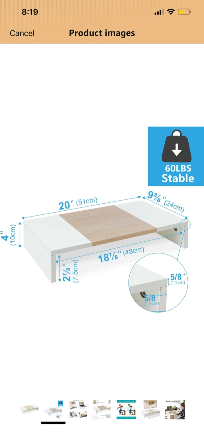 TEAMIX White Monitor Riser Stand