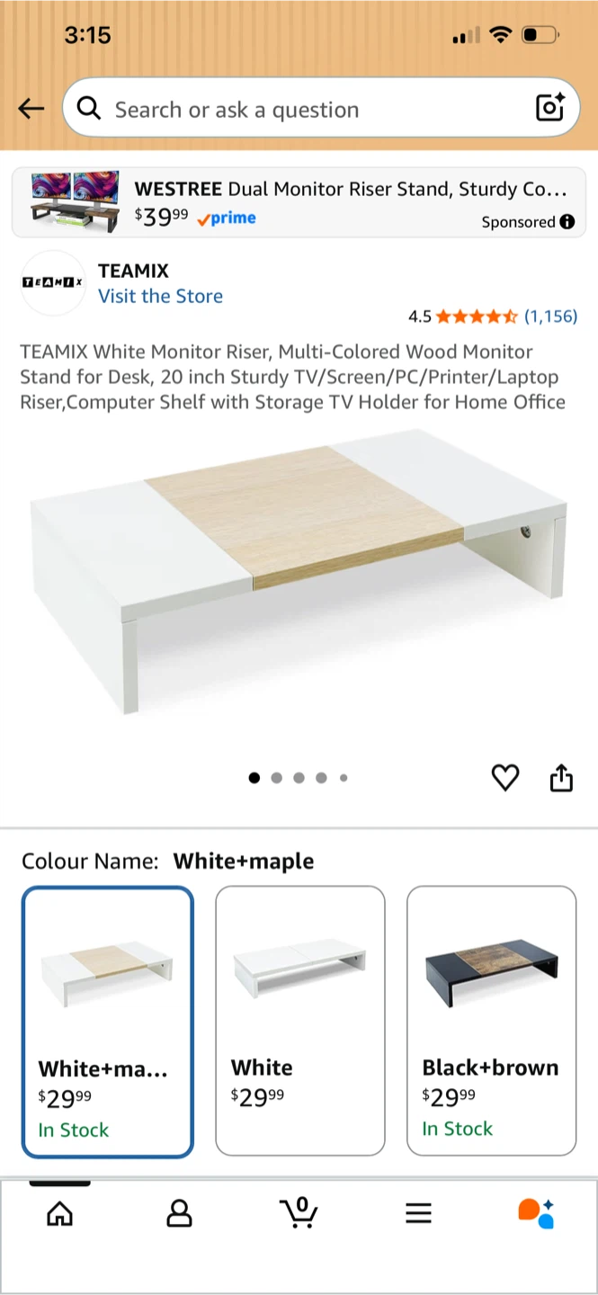 TEAMIX White Monitor Riser Stand - photo 2