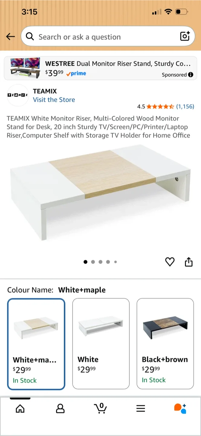 TEAMIX White Monitor Riser Stand - photo 2