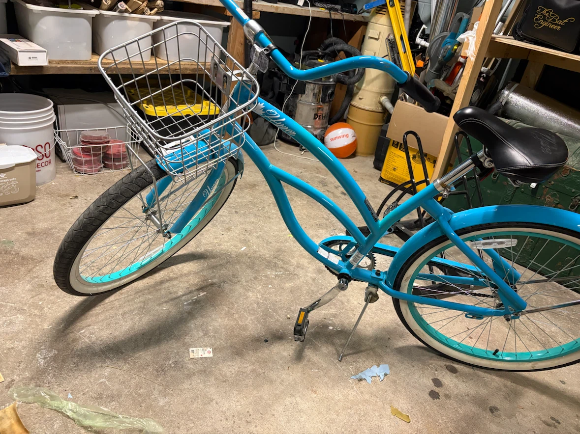 Blue Cruiser Bicycle with Basket