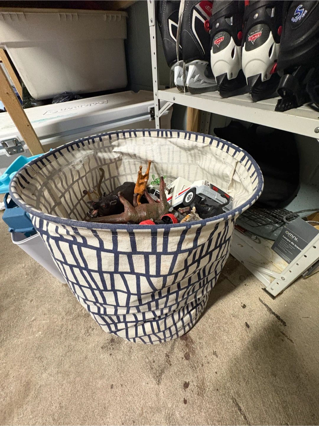 Toy Bin with Animals and Vehicles