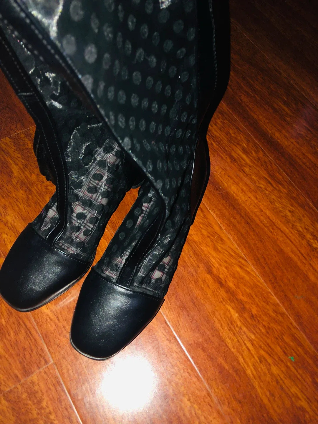 Summer capron Black mesh knee high boots 8 - photo 2