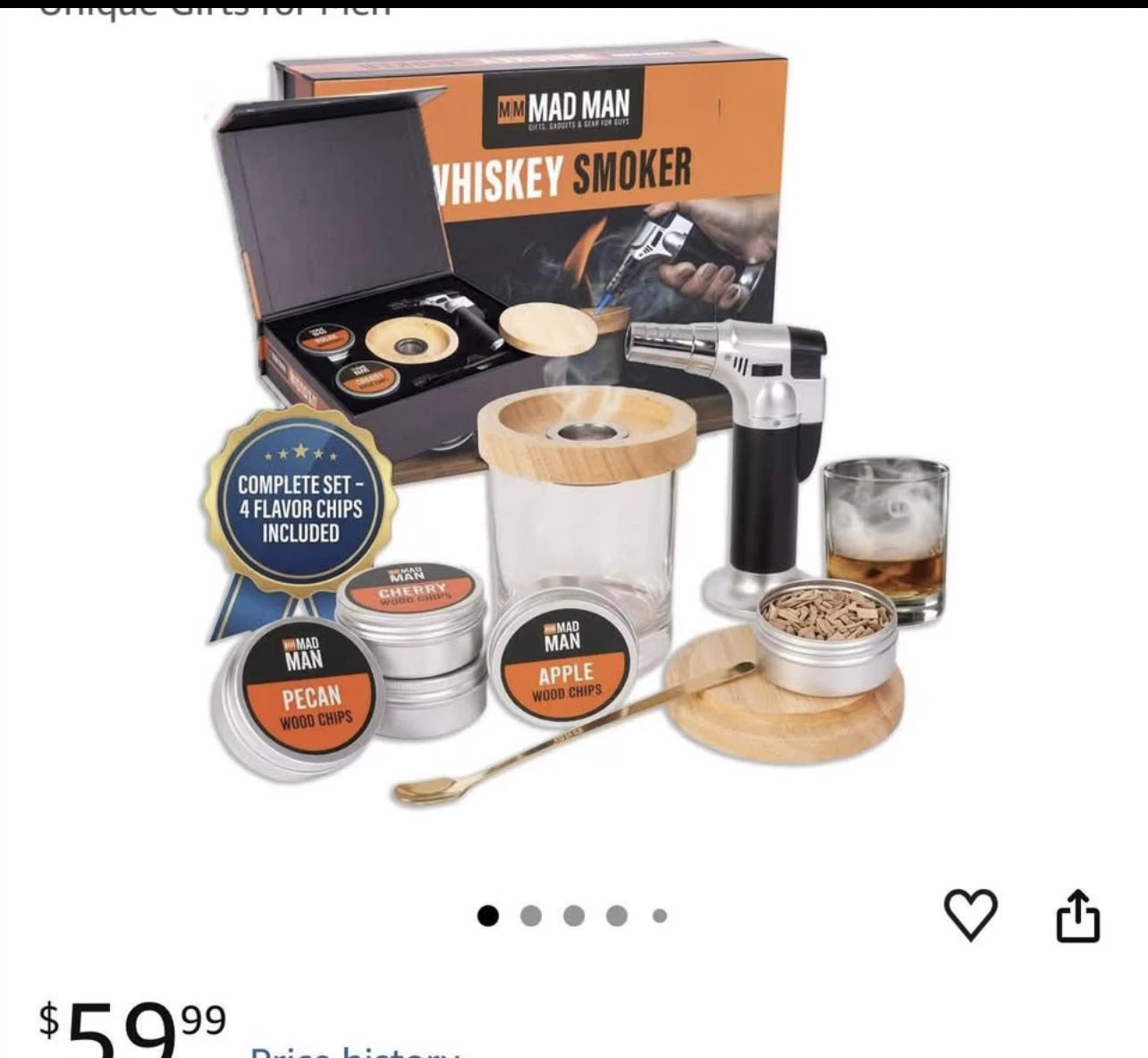 Mad Man Whiskey Smoker Kit with 4 Flavor Chips