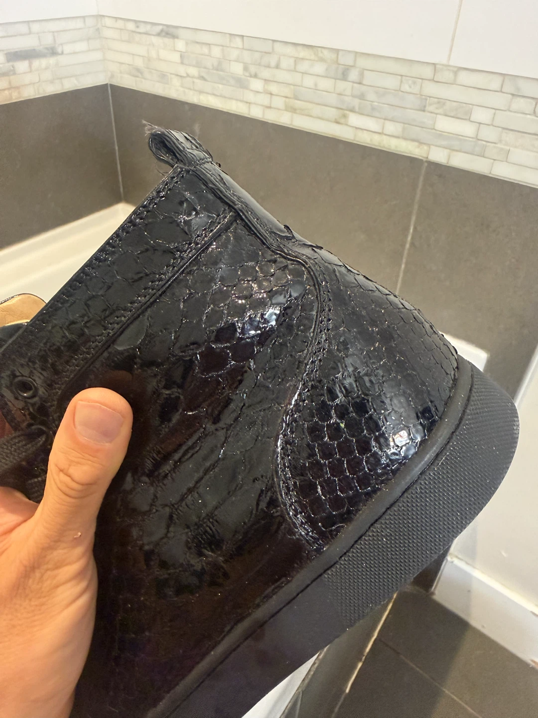Christian Louboutin black python high top sneakers - photo 4
