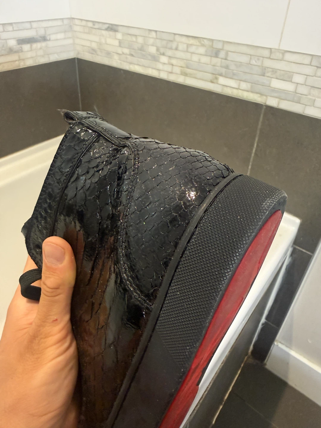 Christian Louboutin black python high top sneakers - photo 5