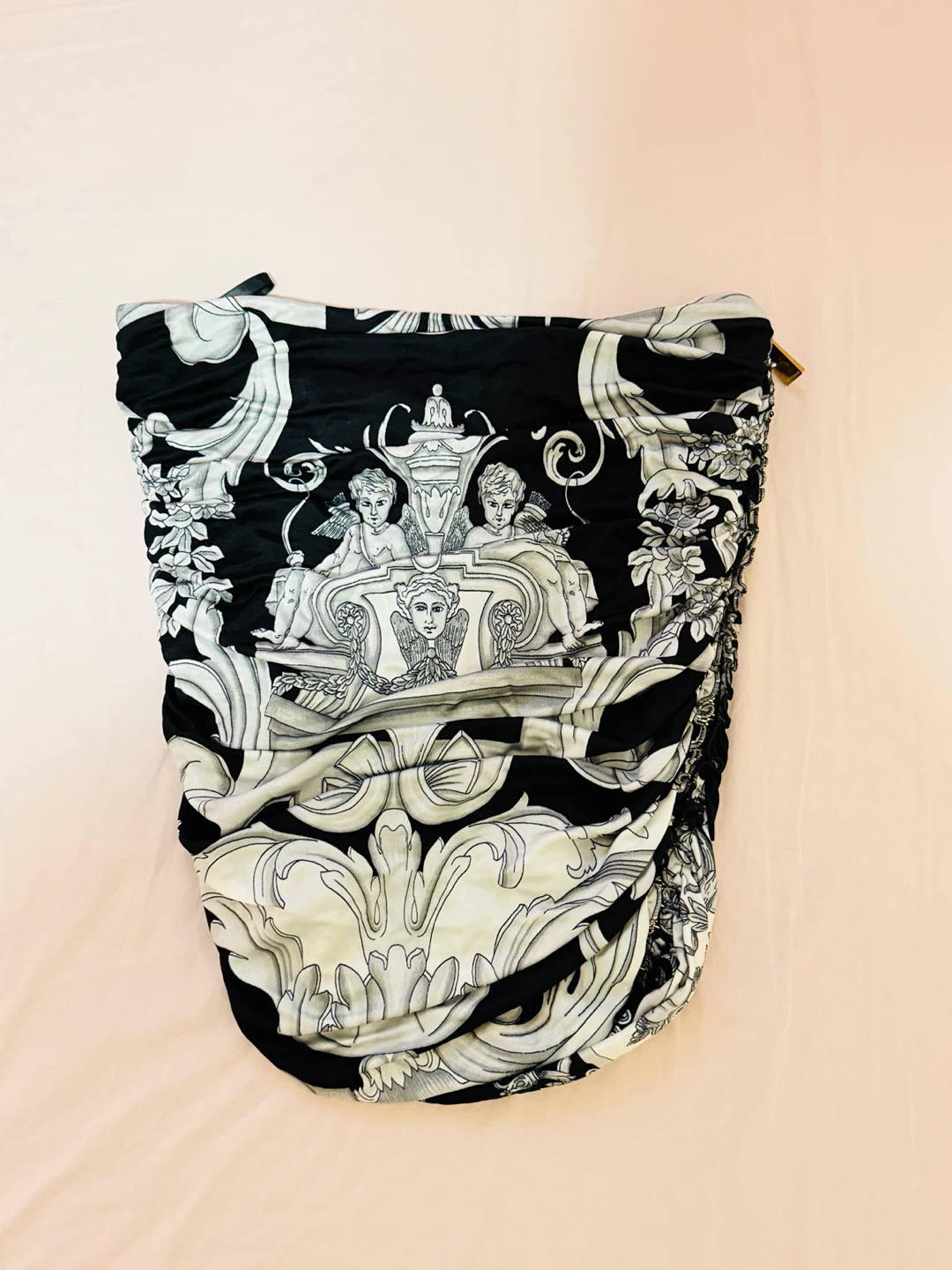 Versace Black & White Ruched Mini Dress Size 38