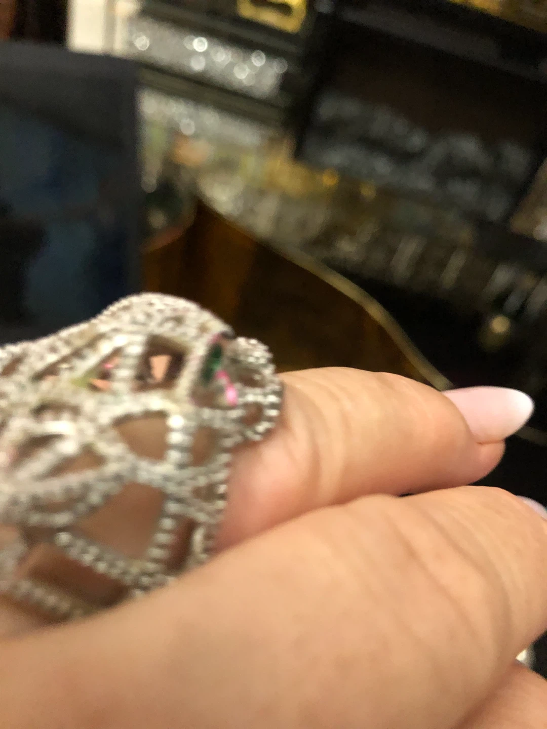 Silver  with white gold plated Leopard Ring 9