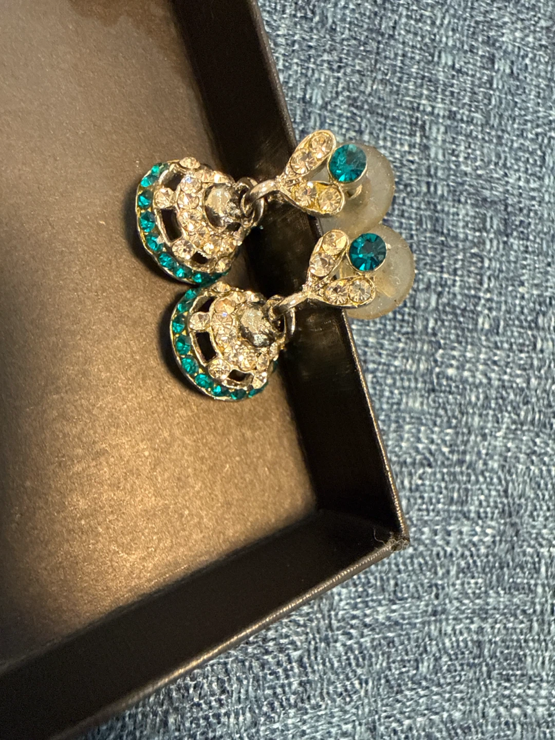 Sparkly Drop Earrings with Teal Accents - photo 2