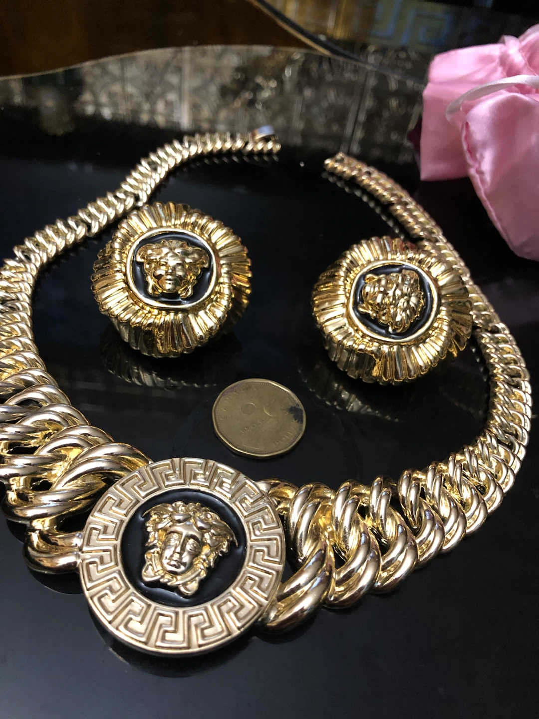 Gold Medusa Necklace and Jewelry Set