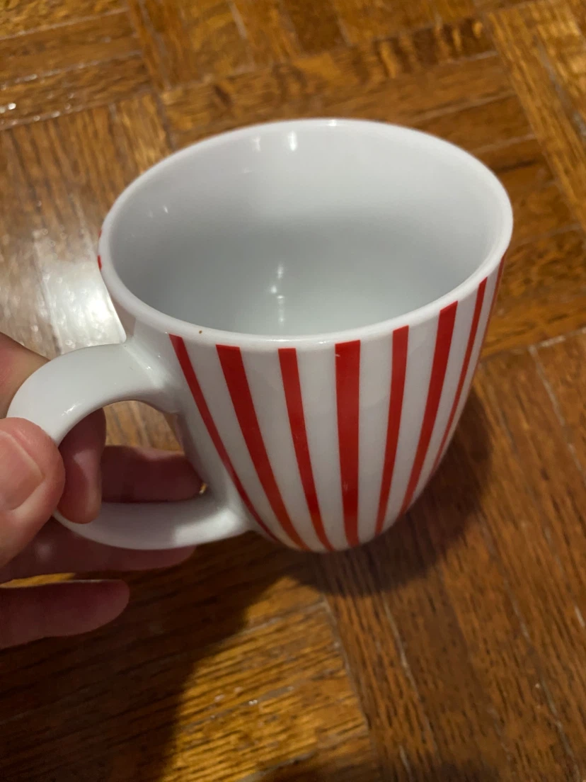 Red and White Striped Mug