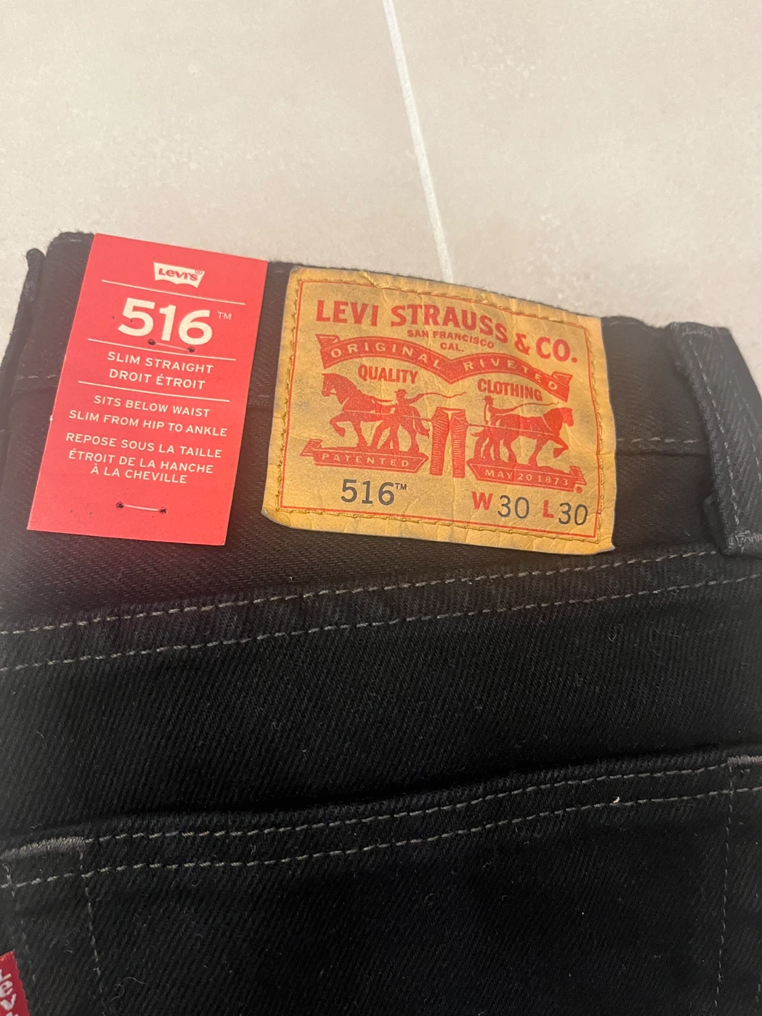 Levi's 516 Slim Straight Black Jeans W30 L30 - photo 2