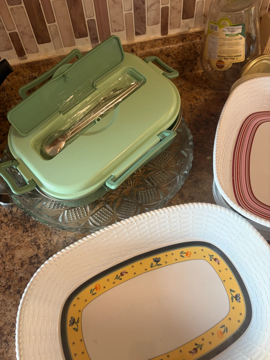 Green Bento Lunch Box with Stainless Steel Compartments