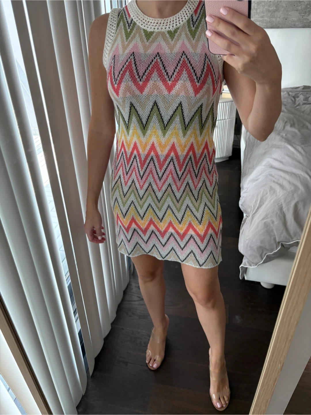 Miami Summer Light Knitted Chevron Dress - size XS