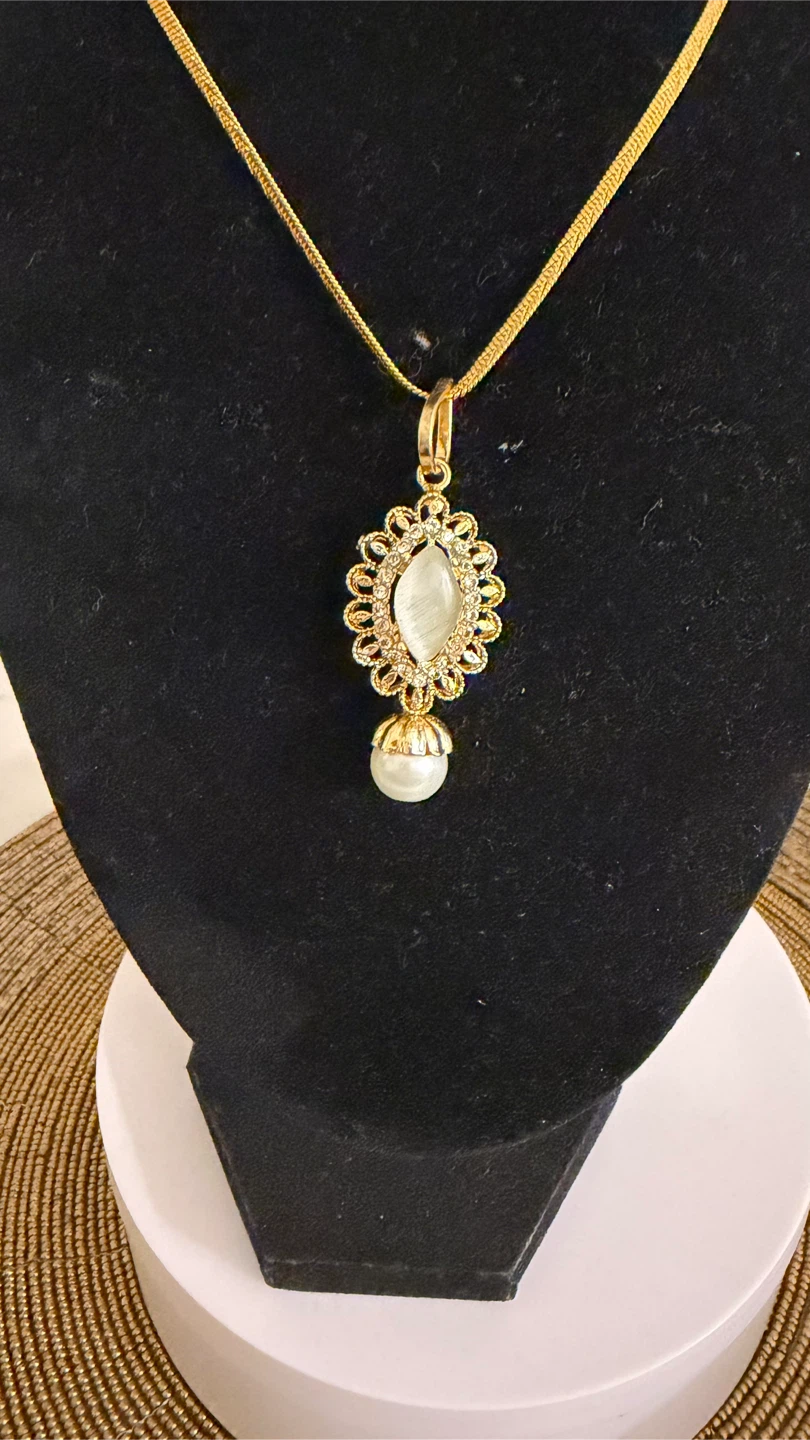 Gold Tone Necklace, Earrings, and Ring Set with White Stones - photo 4