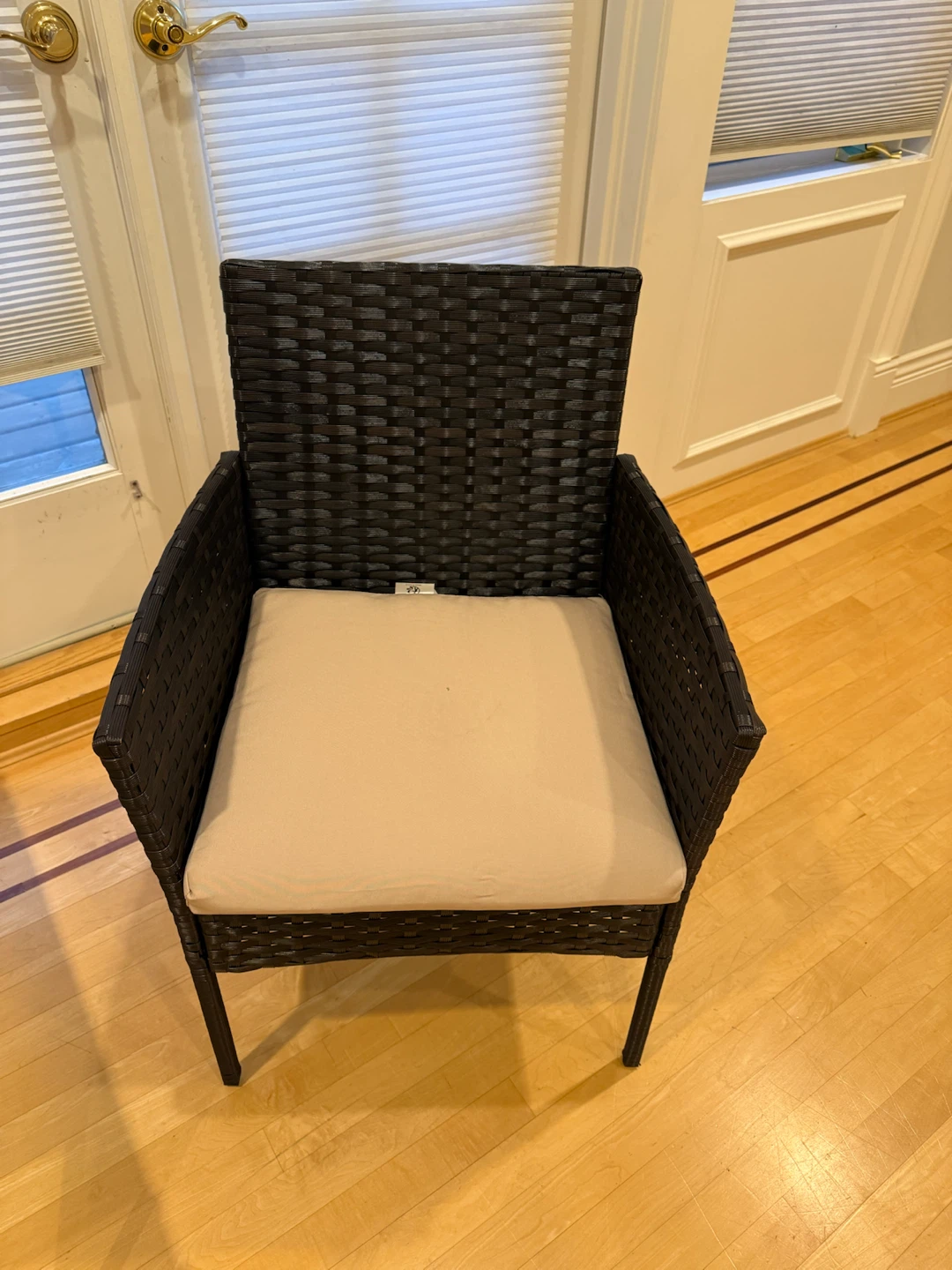 Wicker patio chairs and glass top table set - photo 3