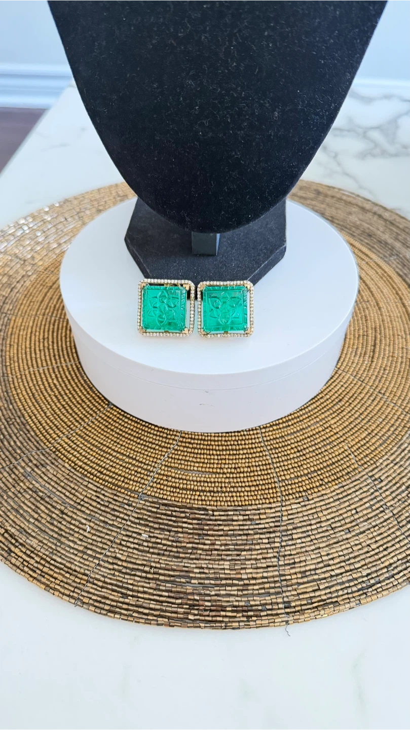 Emerald and Diamond Choker Necklace and Earrings Set - photo 3