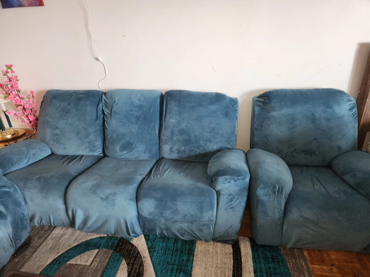 Blue reclining sofa set - photo 3