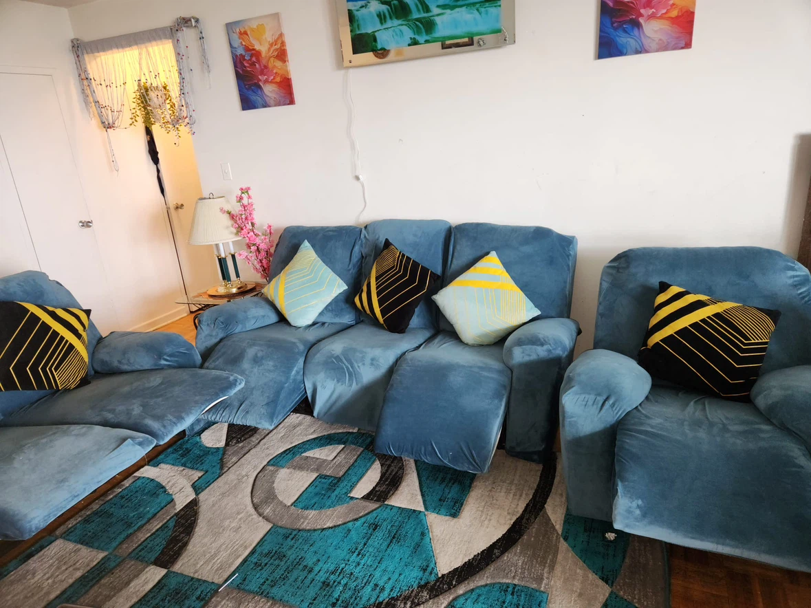Blue reclining sofa set - photo 4