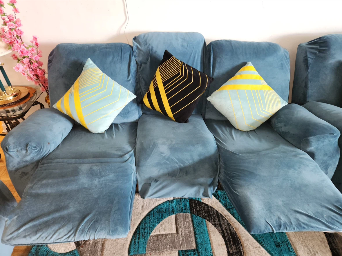 Blue reclining sofa set - photo 5