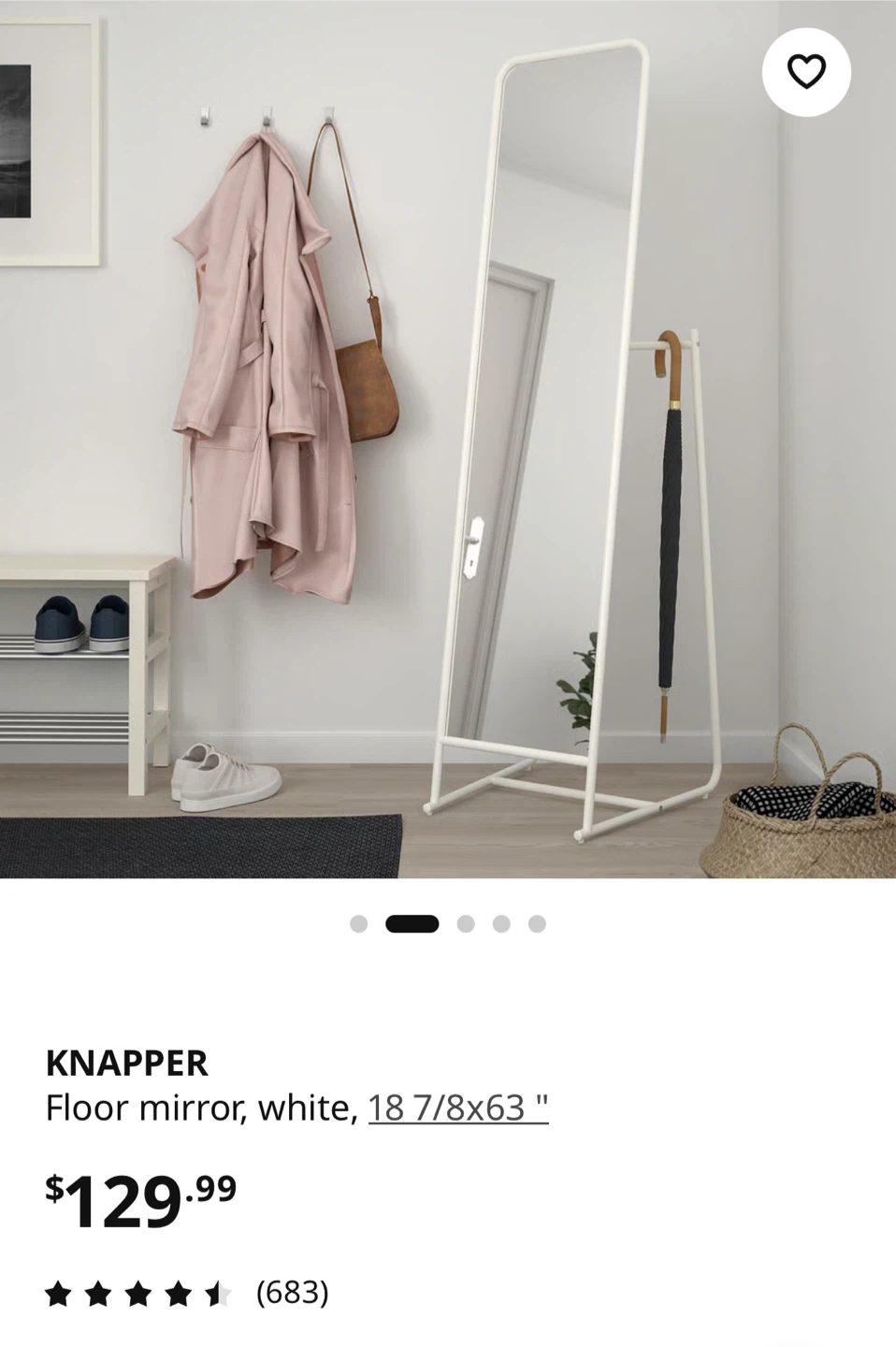 IKEA KNAPPER Floor Mirror White - photo 2