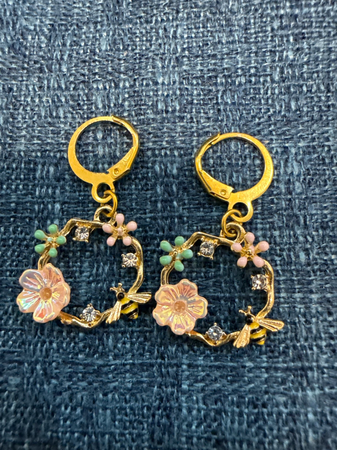 Bee and Flower Hoop Earrings