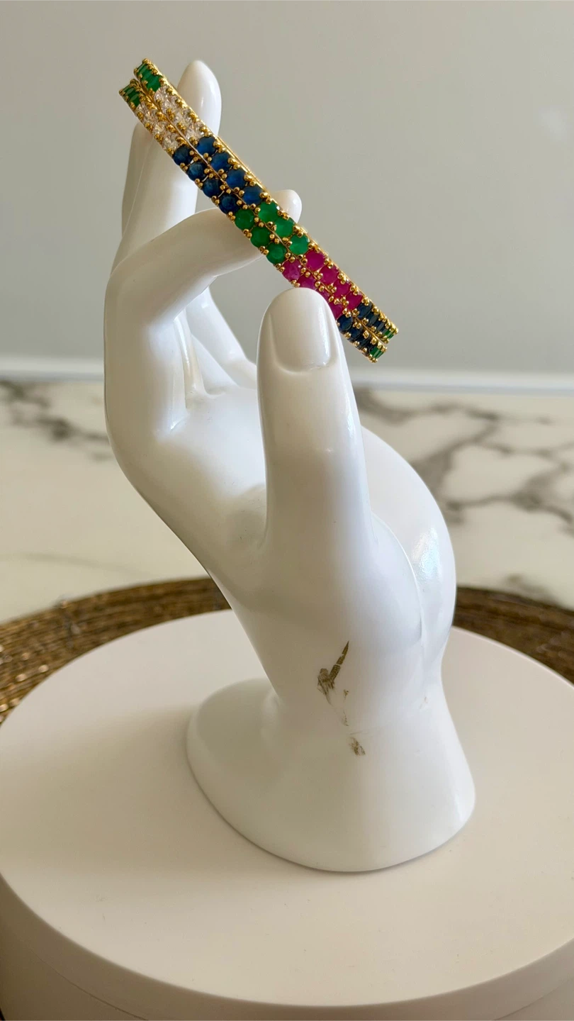 Bangle Set with Multicolour Stones - Size 2.8 - photo 2