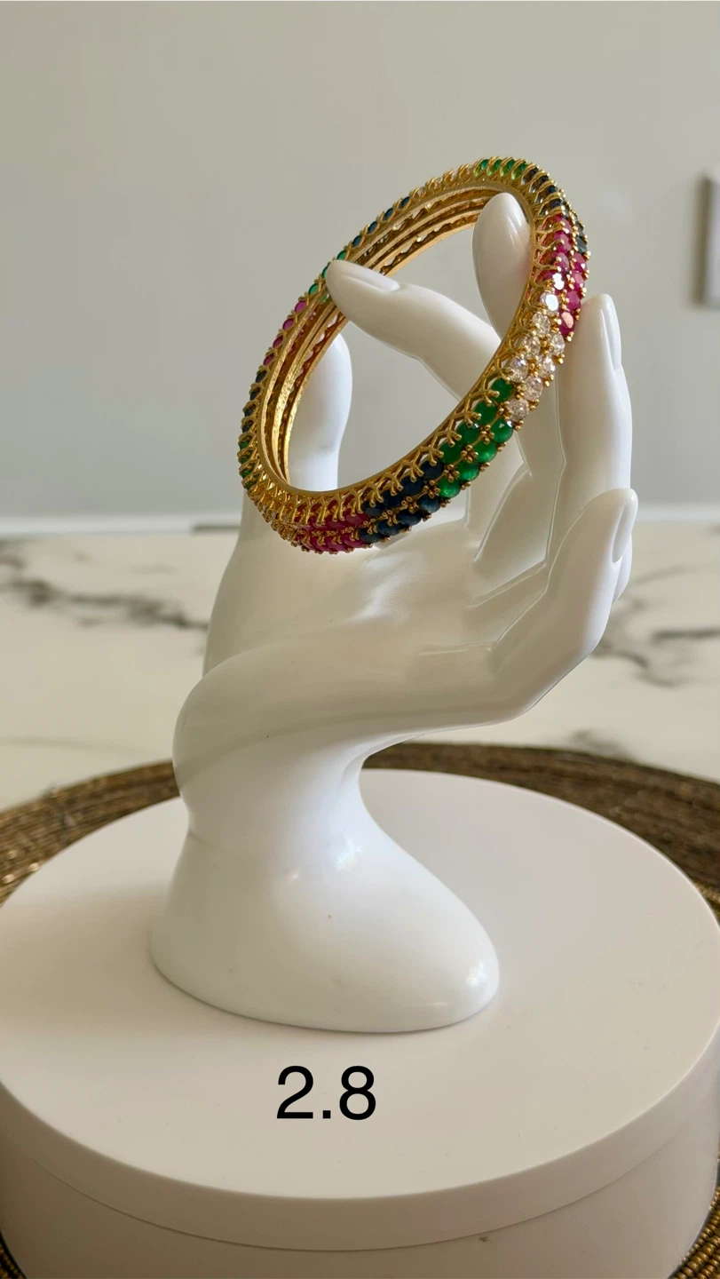 Bangle Set with Multicolour Stones - Size 2.8 - photo 3