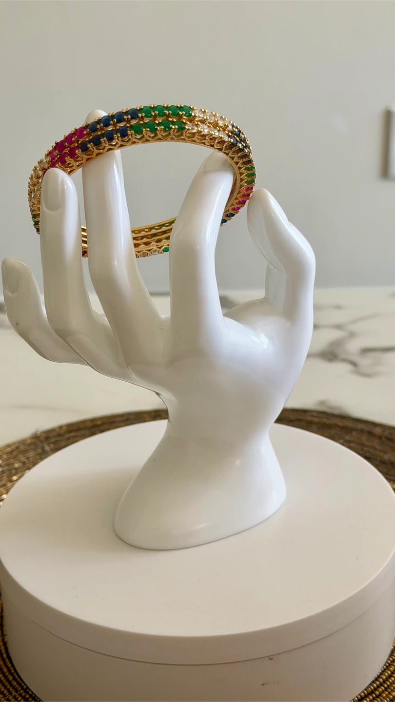 Bangle Set with Multicolour Stones - Size 2.8 - photo 4