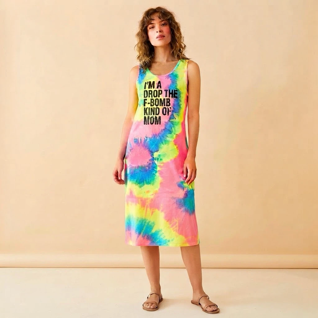 Shein Tie Dye Drop The F Bomb Kind Of Mom Graphic Dress
