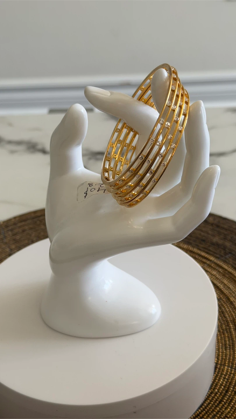 Gold Tone Bangles with Rhinestones