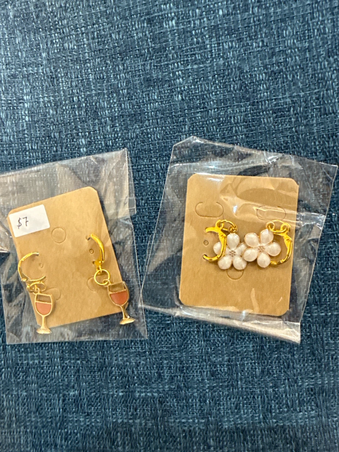 Cute Enamel Earrings - Wine Glass and Flower Designs