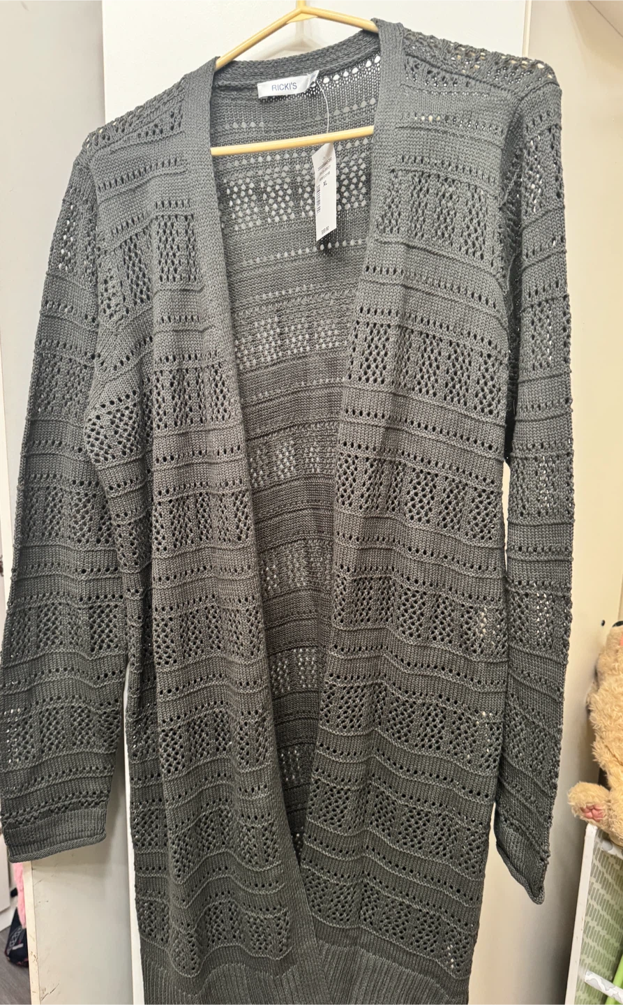 Rickis Open-Front Knit Cardigan - olive green XL - photo 2
