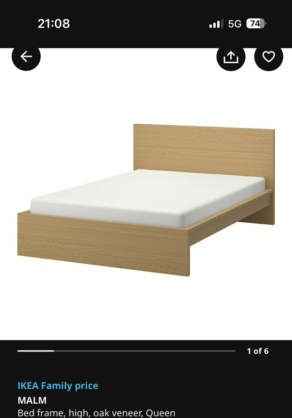 IKEA MALM Queen Bed Frame - Oak Veneer - photo 3