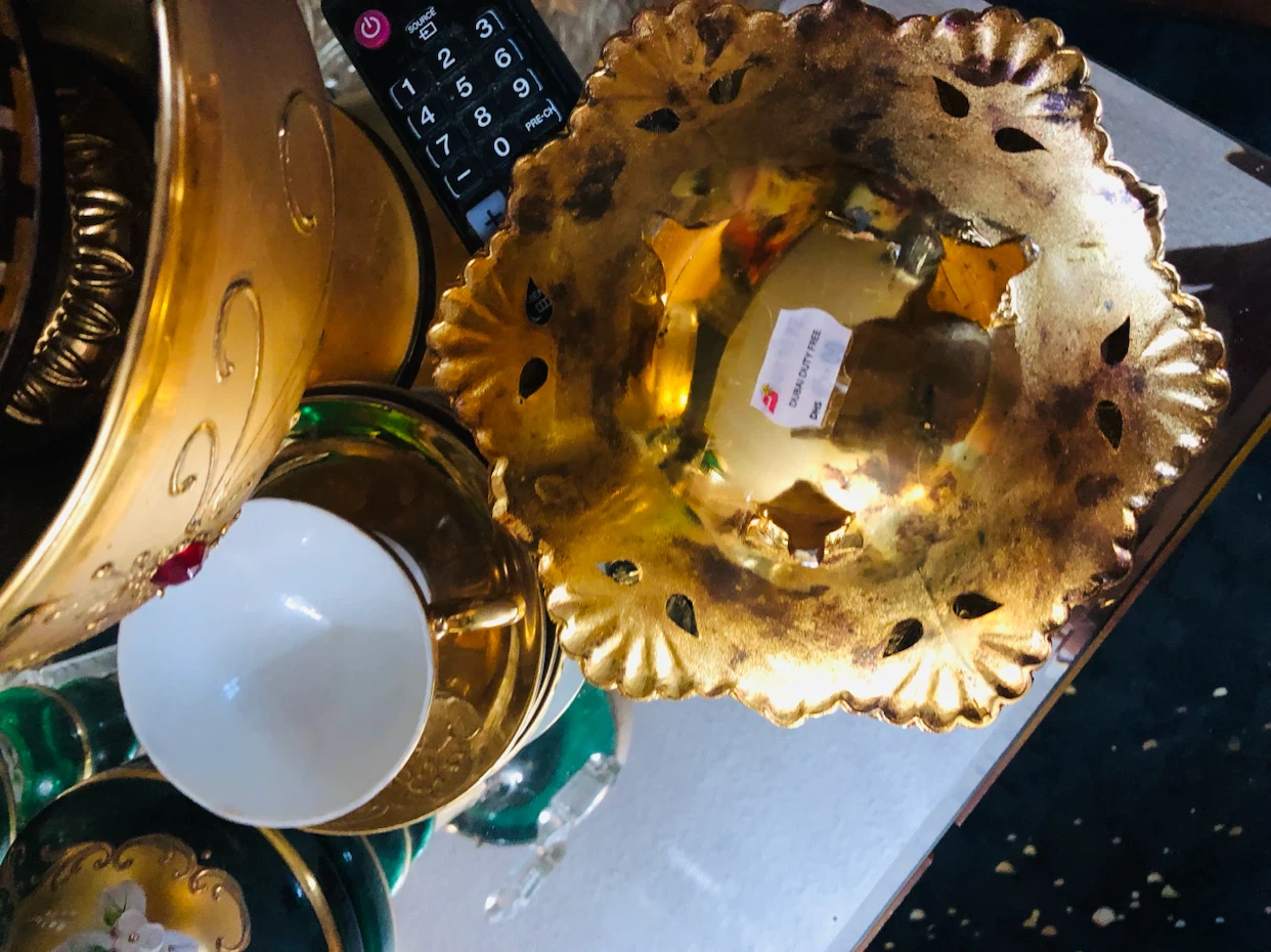 Gold Filigree Dish with Turquoise Accents Dubai - photo 2
