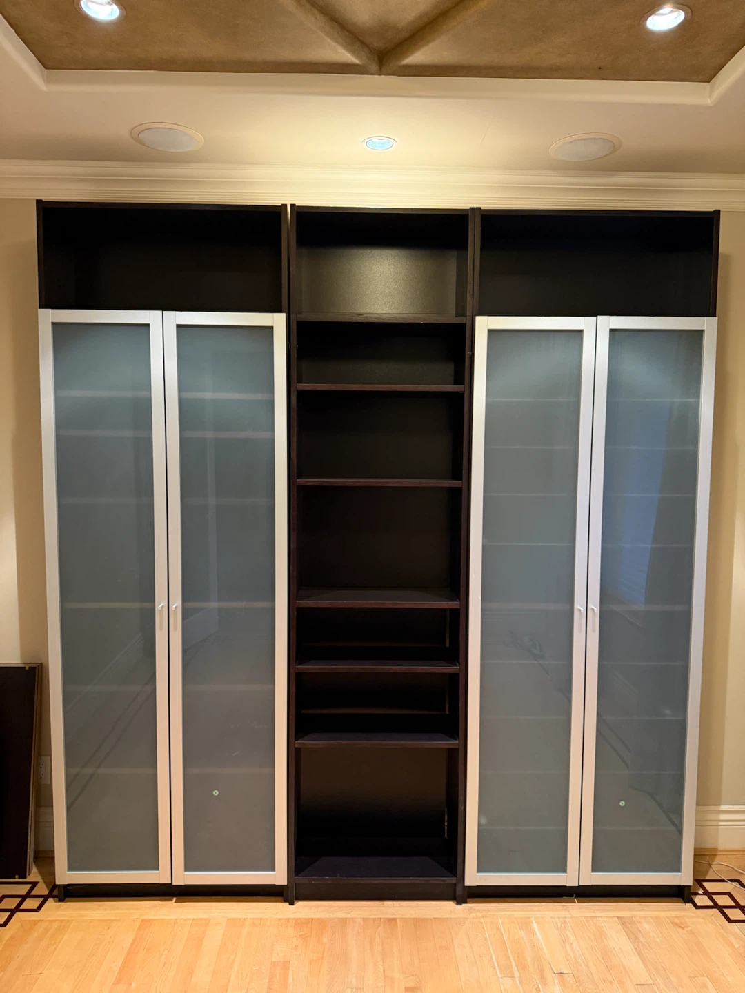 Large Bookcase/Storage Unit with Frosted Glass Doors